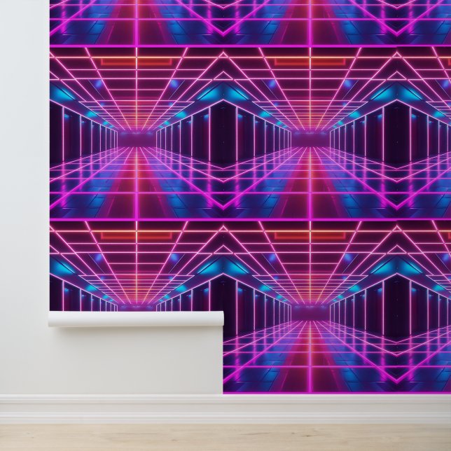 Retro Cyberpunk Grid Dance Removable Wallpaper (Application)