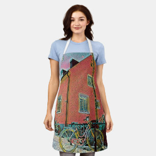 Retro cycling artwork apron