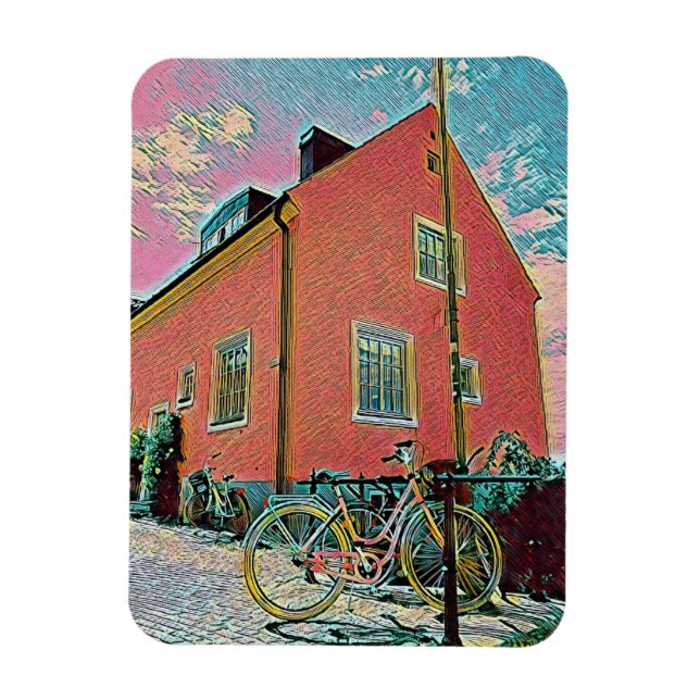 Retro cycling artwork magnet (Vertical)