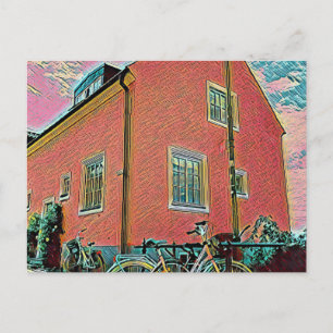 Retro cycling artwork postcard