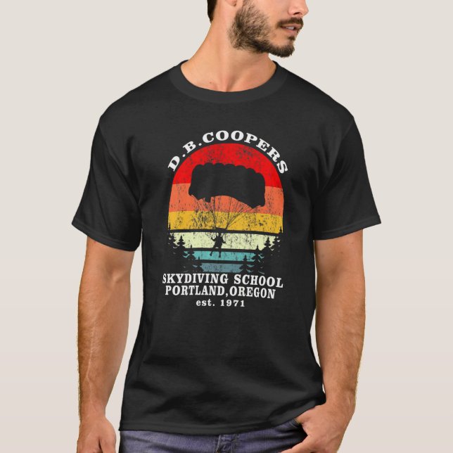 Retro D B Cooper Skydiving School Cryptid Urban Le T-Shirt (Front)