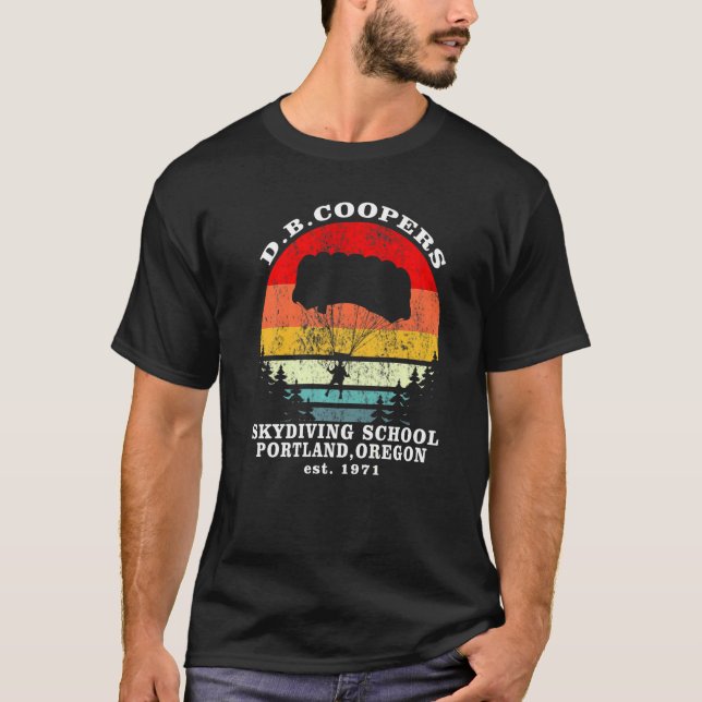 Retro D B Cooper Skydiving School Cryptid Urban Le T-Shirt (Front)