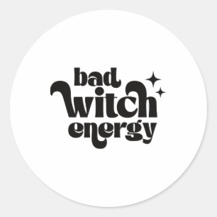 Retro D Witch Energy Shirt Halloween Witchy Vibes Classic Round Sticker