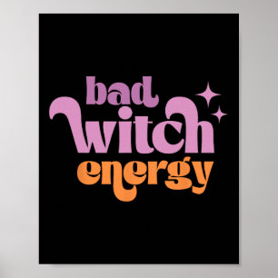 Retro D Witch Energy Shirt Halloween Witchy Vibes Poster