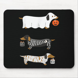 Retro Dachshund Halloween Wiener Dog Pumpkin Weeni Mouse Pad
