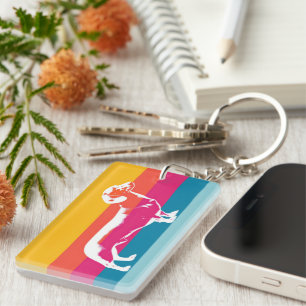 Retro Dachshund Silhouette – Colourful Pop Dog Art Keychain