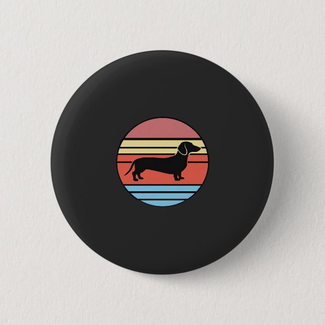 Retro Dachshund Sunset Vector 2 Inch Round Button (Front)
