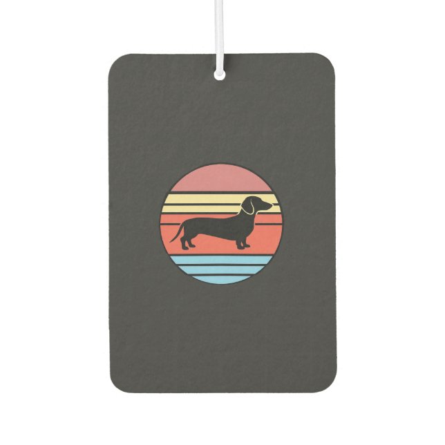 Retro Dachshund Sunset Vector Air Freshener (Front)
