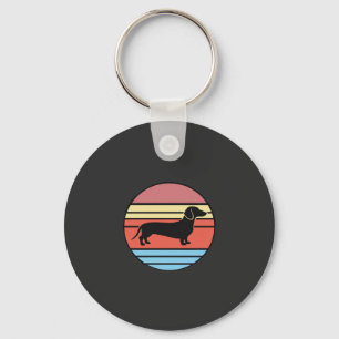 Retro Dachshund Sunset Vector Keychain