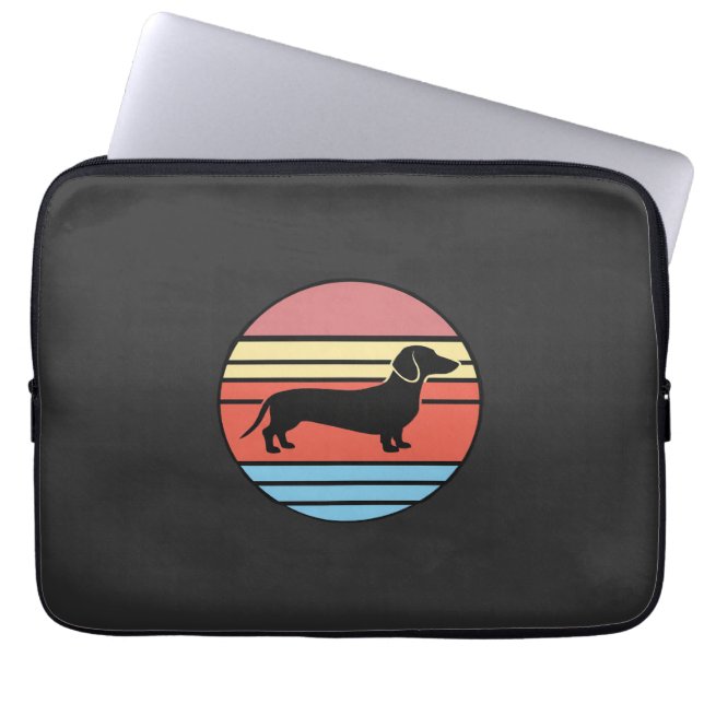 Retro Dachshund Sunset Vector Laptop Sleeve (Front)