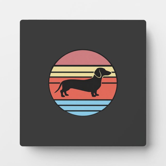 Retro Dachshund Sunset Vector Plaque (Front)