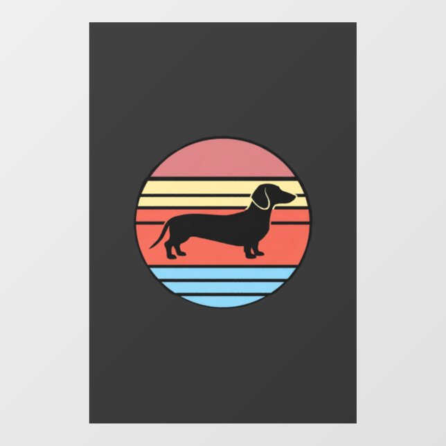 Retro Dachshund Sunset Vector Window Cling (Sheet)