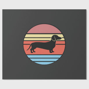 Retro Dachshund Sunset Vector Wrapping Paper
