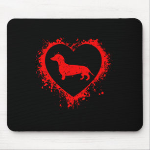 Retro Dachshund Valentines Day Heart Shape My Vale Mouse Pad