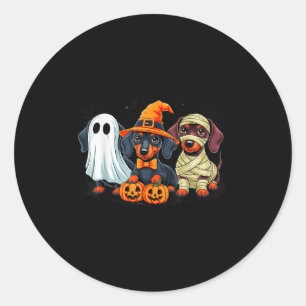 Retro Dachshund Witch Y Halloween Pumpkin Women Me Classic Round Sticker