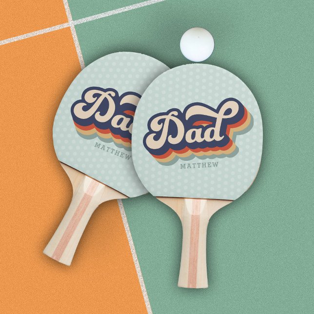 Retro Dad Custom Name Father's Day  Ping Pong Paddle (Creator Uploaded)