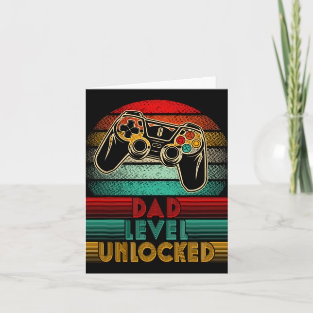 Retro Dad Level Unlocked New Dad Controller Father Card (Front)