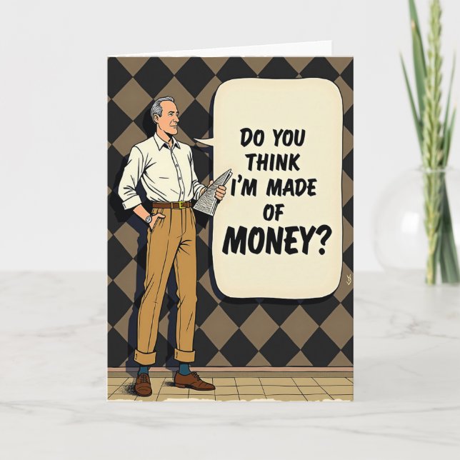 Retro Dad Money Question Card (Front)