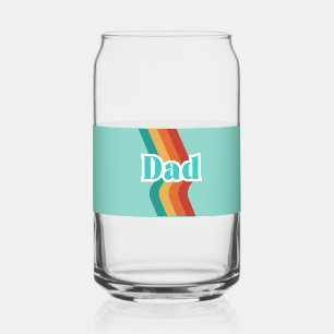 Retro Dad mug, teal blue with stripe Father's Day Can Glass