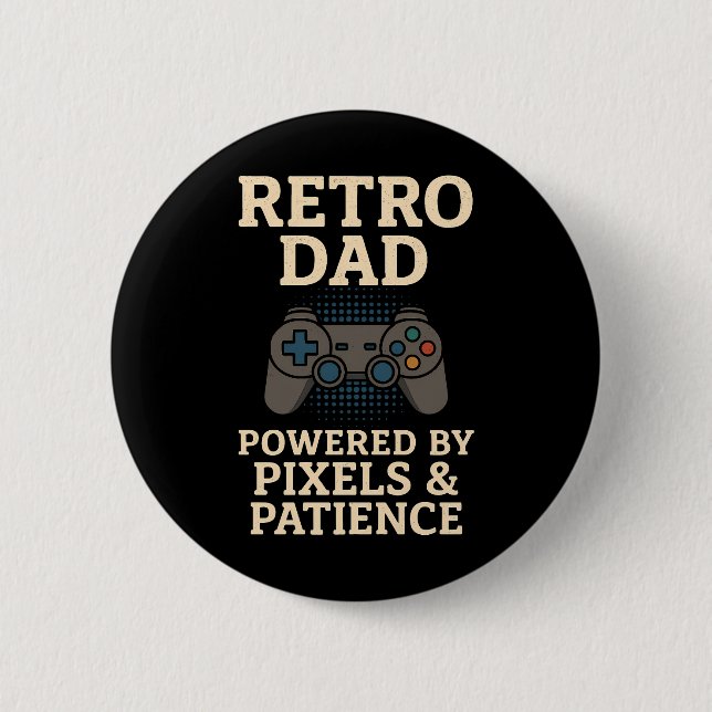 Retro Dad Pixel Gamer Design 2 Inch Round Button (Front)