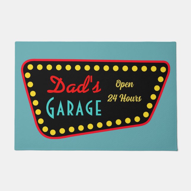 Retro Dad's Garage Sign Doormat  (Front)