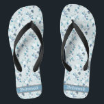 Retro Dainty Pastel Florals Wedding Bridesmaid Flip Flops<br><div class="desc">The design featuring vintage floral pattern in dusty blue colour and a classic wedding words typography, makes a memorable gift for bridesmaids and adds a stylish dose of glam to your wedding day, bachelorette party, or other celebration. ♥Customize it with your wording by using the template fields. ♥ If you want to change...</div>