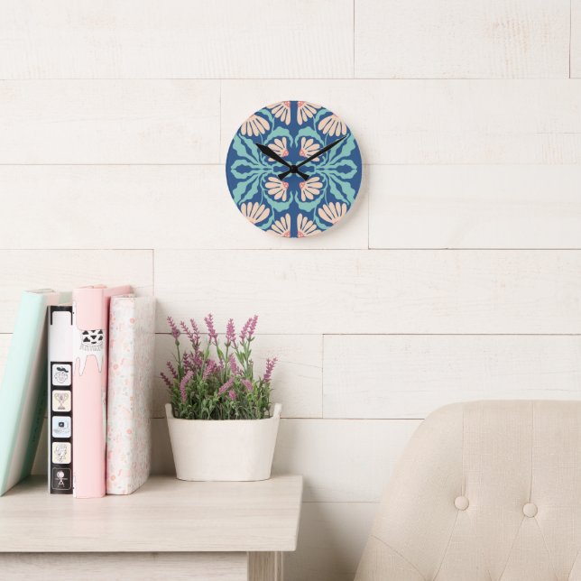Retro Daisies Birth Flower April Round Clock (Reading Room)