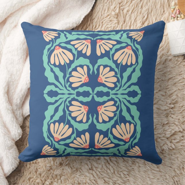 Retro Daisies Birth Flower April Throw Pillow (Blanket)