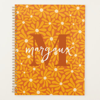 Retro Daisies Floral Personalized Monogram Name Planner