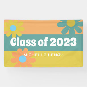 Retro Daisies Graduation 2023 Girls Personalized Banner