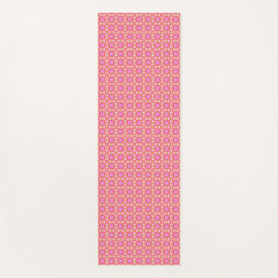 Retro Daisies in Pink Red Yellow Yoga Mat