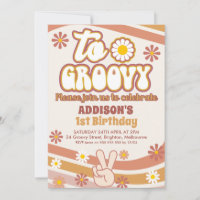 Retro Daisies Peace Sign Two Groovy 2nd Birthday