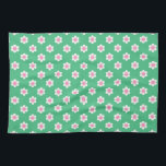Retro Daisies Pink and Green Kitchen Towel<br><div class="desc">A cute and trendy retro daisy pattern in shades of preppy bright green and pink.</div>