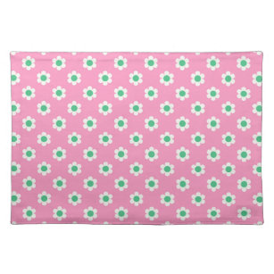 Retro Daisies Pink and Green Placemat