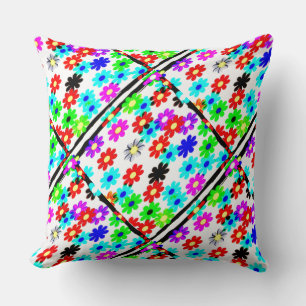 Retro Daisies Throw Pillow
