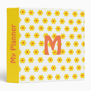 Retro Daisies Yellow and Orange White Flowers Binder