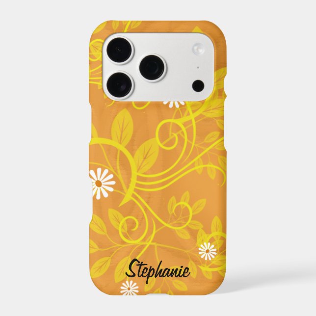 Retro Daisies Yellow Leaves Vines Abstract Custom (Back)