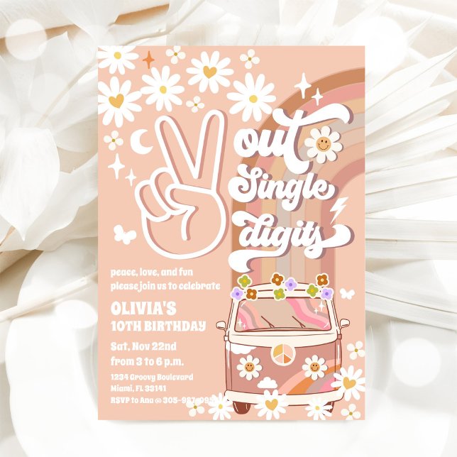Retro Daisy 10th Birthday Invitation (Creator Uploaded)