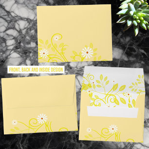 Retro Daisy and Yellow Filigree Envelopes