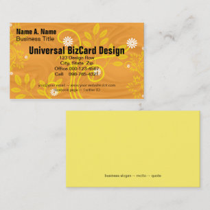 Retro Daisy and Yellow Filigree Over Orange Business Card