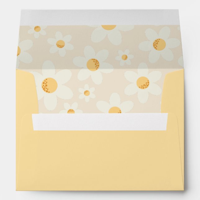 Retro Daisy Anniversaire de fête Enveloppe | Flore (Dos (Bas))