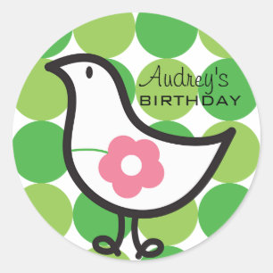 Retro Daisy Baby Chick Bird Whimsical Cute Dots Classic Round Sticker