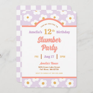 Retro Daisy Birthday Slumber Party Invitation