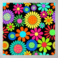 Retro Daisy Blossom Flower Power Pattern