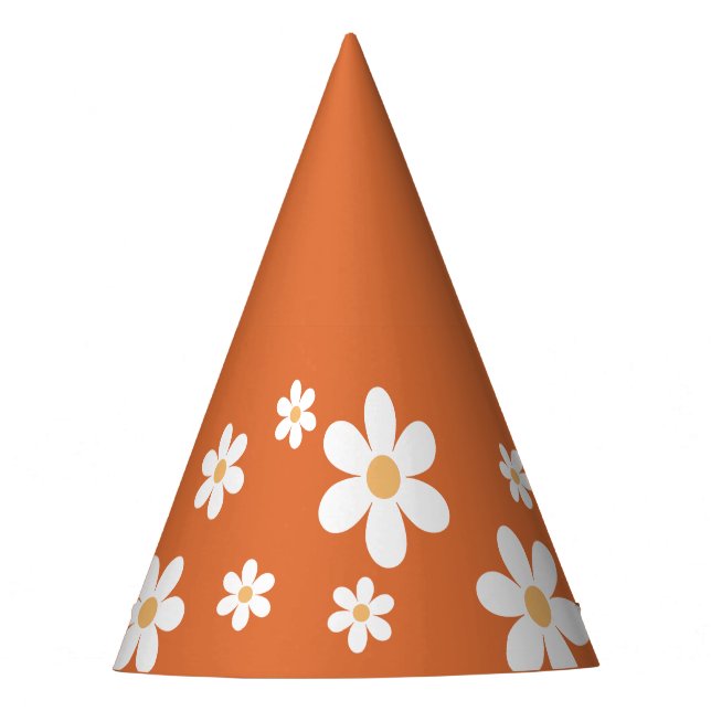 retro daisy boho burnt orange Party Hat (Front)