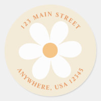 Retro daisy boho return address label