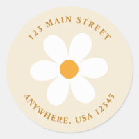 Retro daisy boho return address label