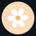 Retro daisy boho return address label<br><div class="desc">Retro inspired first birthday return address labels with 70's style daisies and boho fonts and colours. Matches our pastel retro floral collection.</div>