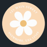 Retro daisy boho return address label<br><div class="desc">Retro inspired first birthday return address labels with 70's style daisies and boho fonts and colours. Matches our pastel retro floral collection.</div>