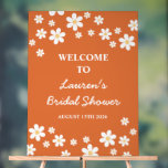 Retro Daisy Burnt Orange Bridal Shower Acrylic Sign<br><div class="desc">Retro inspired daisy burnt orange bridal shower sign with 70's style daisies and boho fonts and colors.</div>